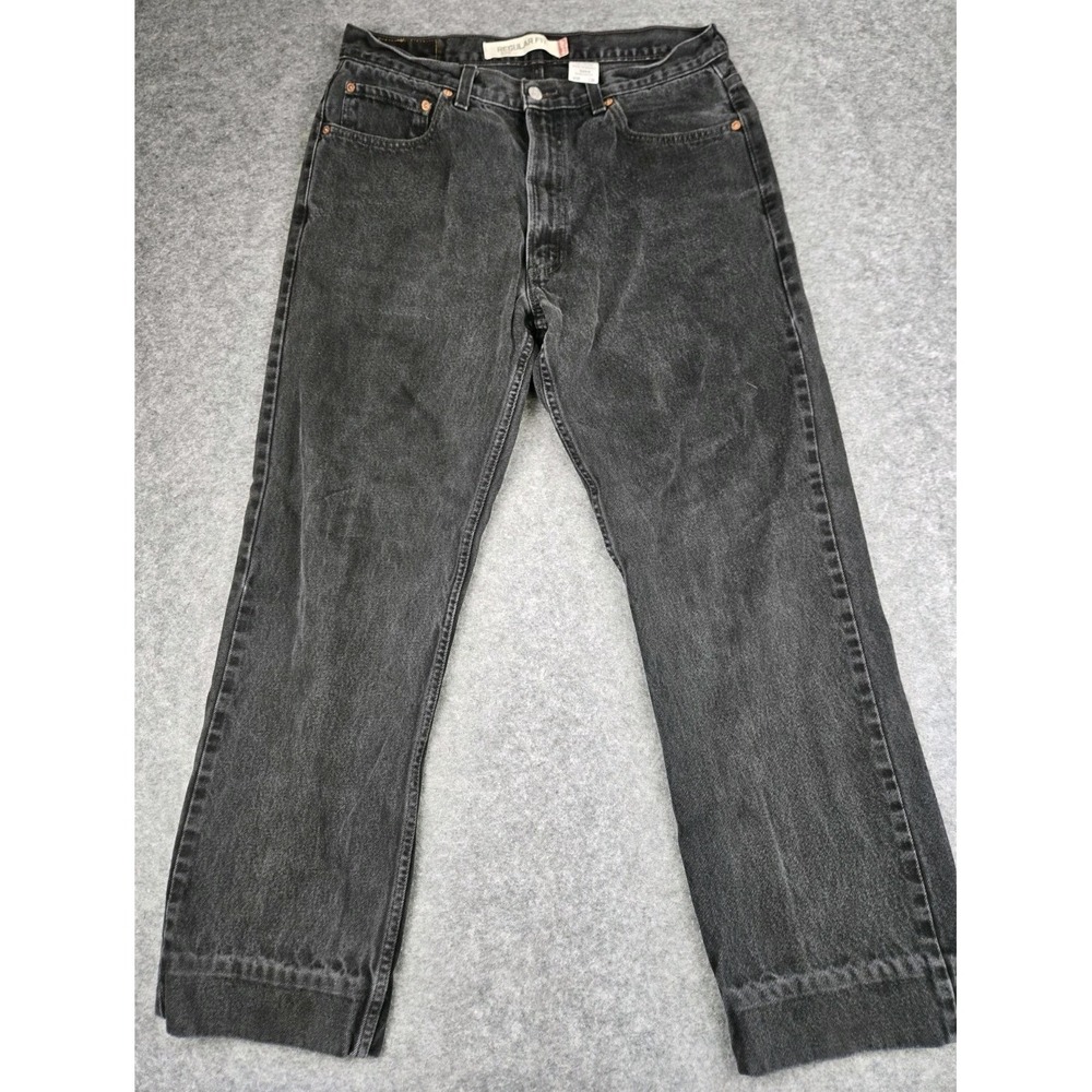 Vintage Levis 505 Jeans Mens 36x32 (Fits 34x29) Black Straight Grunge Y2K Hemmed